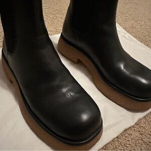 Zara Black Chelsea Boots with Brown Sole